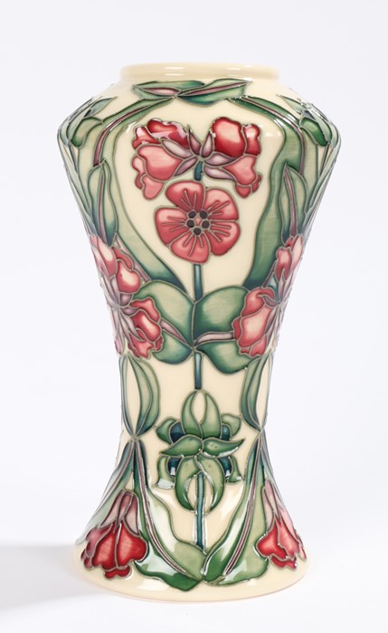 Moorcroft S.C. Play pattern vase, the tapering body with foliate decoration, incised and hand