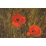 Stanley Miller (B1948), "Poppies", signed oil on board, housed in a gilt frame, the oil 29cm x 19cm