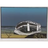 Colin Moore, No more fishing VII, limited edition linocut 12/75, pencil signed, 36cm x 26cm