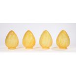 Set of four satin glass hanging light shades, with mottled amber bodies, 18.5cm high (4)