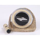 Unusual 'Evans of USA' black & ivory coloured enamelled Art Deco vanity pouch compact for powder &