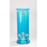 Burmantofts faience stick stand, model number 1981, the turquoise body with flared rim, beaded