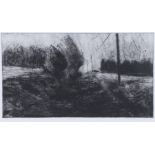 Artists proof etching, "Road", signed indistinctly to the mount, in a light wood glazed frame, the