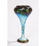 Limoges Art Nouveau enamelled vase by Camille Faure (1874-1956), the trumpet form vase with flared