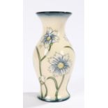 Moorcroft Daisy (blue) pattern vase, the bulbous body with blue daisy decoration, incised and hand