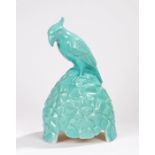 Royal Doulton Artandia Ltd speaker cover modelled as a parrot perched on a rock, 40cm high