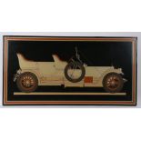 Rolls Royce advertising sign, the raised image of a Rolls Royce in cream, orange and black, 98cm x