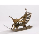 After Henry Moore, Mother and child on ladderback rocking chair.constructed from sheet brass. ref