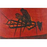 Tadek Beutlich (B1922), "winged insect", signed woodcut numbered 11/24, housed in a pine frame,