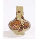 Moorcroft Marie Rose (gold) pattern vase, the slender neck above a bulbous body with gold rose