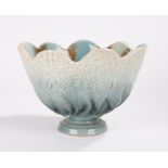 Bernard Rooke pottery bowl, in the form of a flower head, raised on a stepped circular foot