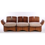 Max Glendinning for Race Furniture rosewood veneered sectional three seat settee, with curved
