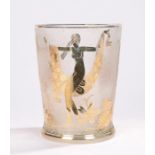 Art Nouveau vase, the crackle effect body with gilt decoration depicting scantily clad ladies