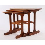 G-plan 'Fresco Range' nest of three teak occasional tables, on silhouette legs and out splayed feet,