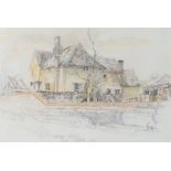 Jack Penton (1917-2000) Street Farm, Selmer, signed and titled pencil and pastel, 31cm x 47cm