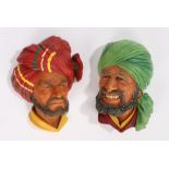 Two Bosson pottery wall hangings depicting Middle eastern gentlemen, the largest 19.5cm high (2)