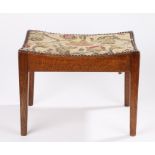 Arts and Crafts oak stool by Arthur W. Simpson, the Furnishers, Keswick the upholstered seat