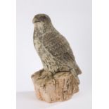 Bernard Rooke pottery figure depicting an eagle standing on a rocky outcrop, initialled B.R. to