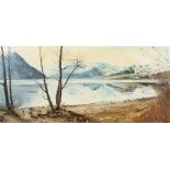 G Rodrosso, "Winter Reflections Ullswater" signed oil on canvas, housed in a gilt frame, the oil