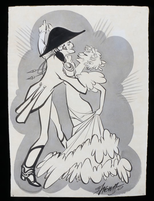 Robert Stewart Sherriffs (1906-1960), caricature study of a lady and gentleman dancing, signed