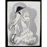 Robert Stewart Sherriffs (1906-1960), caricature study of a lady and gentleman dancing, signed