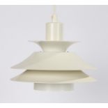 Cream ceiling lamp, with four dished shades, 24cm diameter