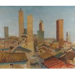 Peter Collymore, Roof tops San Gemigano, signed oil on canvas, 76cm x 91cm