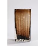 Geoffrey Baxter for Whitefriars, a "Bamboo" vase in cinnamon, pattern number 9669, 21 cm high