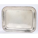 George V Art Deco dressing table tray, Sheffield 1918, makers Walker & Hall, the central field