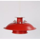 Red hanging lamp, with domed shade, 24cm diameter