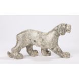 Carved grey veined figure of a tiger, 29cm wide