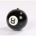 Rare 'Henriette' USA black '8 ball' enamelled novelty compact in the shape of a billiard ball from