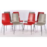 Twenty bentwood dining chairs on chrome legs, consisting of ten red and ten grey chairs (20)