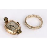 9 carat gold wristwatch, together with a 9 carat gold ring, (2)