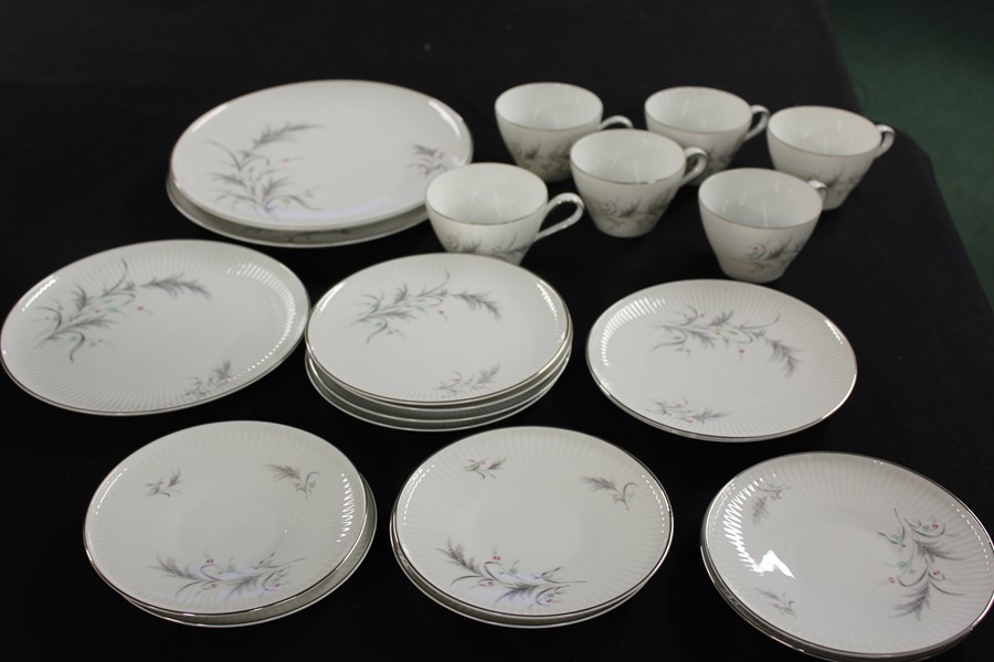 Thomas Germany porcelain tea service, decorated with floral sprays, consisting of six teacups and