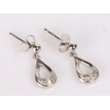 9 carat white gold and diamond set earrings