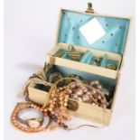 Jewellery box, with a selection of necklaces and wristwatches, (qty)