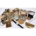 Costume jewellery and watches, to include necklaces, brooches, compacts, watches, etc, (qty)