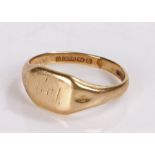 9 carat gold signet ring, 1.9 grams