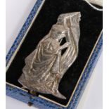 Unusual silver brooch, in the form of maiden, assayed London 1948, maker T-L