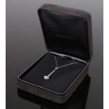 Tiffany & Co platinum and diamond set pendant necklace, set with round and square cut diamonds to