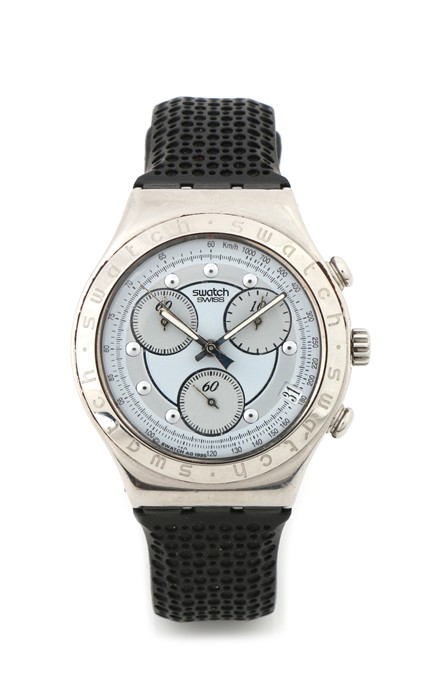 Swatch Irony gentleman's wristwatch, the signed grey dial with silvered dot numerals and three