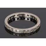 Diamond set eternity ring, the round cut diamonds set to white metal, ring size L