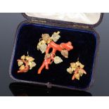 Impressive Victorian coral jewellery suite, to include a brooch of branch effect with yellow metal