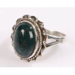 Silver and bloodstone ring