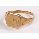 9 carat gold gentleman's signet ring, 3.6 grams