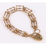 9 carat gold gate bracelet, with padlock clasp, 8.3 grams