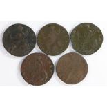 George III Halfpenny, 1773 x 2, 1774, 1775, 1777, (5)