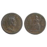 George I 'Dump' Halfpenny, 1717, Laurette bust, reverse Britannia with shield and spear