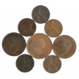 Copper Coins, to include George III to George IV, Farthing to Penny, (8)